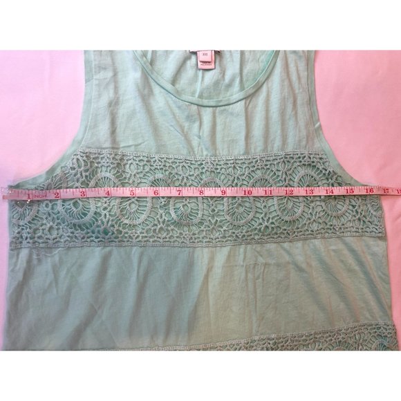 J. Crew Women Lace Panel Cotton Tank Top Sleeveless Round Neck Green Size XXS - Picture 4 of 7